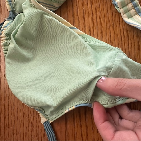 🆕 AERIE BIKINI TOP Striped Blue and Green Bralette NWT size large - Picture 5 of 6